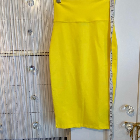 Bebe Yellow Pencil High Waist Midi Knit Skirt Size XS NWT - Picture 15 of 16